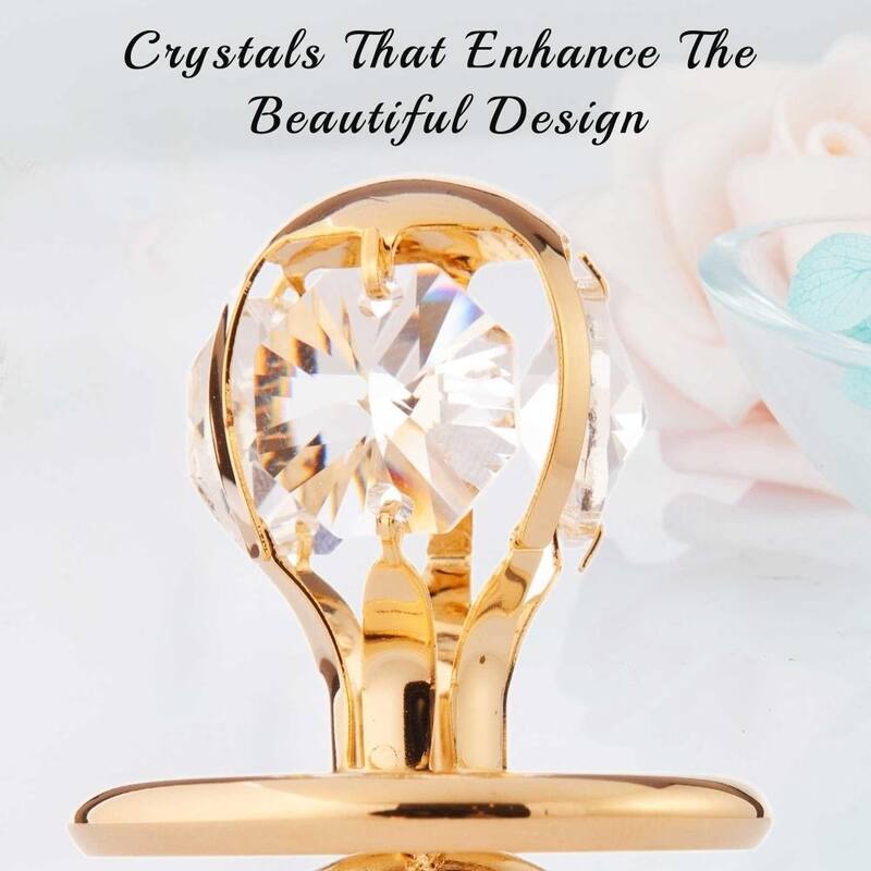 Matashi Baby's First Christmas Holiday Ornament 24K Gold Plated Crystal Studded Baby Pacifier Ornament and Hanging Pendant