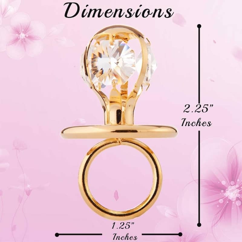 Matashi Baby's First Christmas Holiday Ornament 24K Gold Plated Crystal Studded Baby Pacifier Ornament and Hanging Pendant