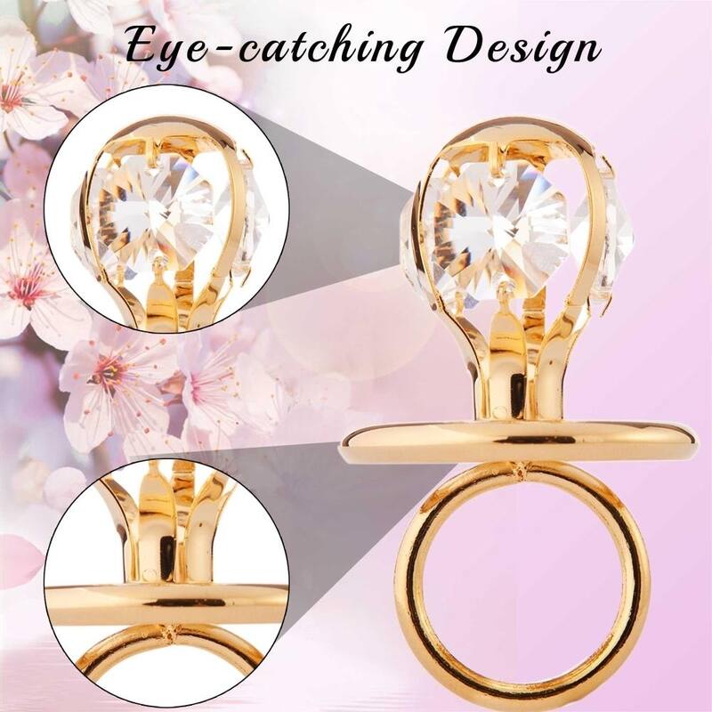 Matashi Baby's First Christmas Holiday Ornament 24K Gold Plated Crystal Studded Baby Pacifier Ornament and Hanging Pendant