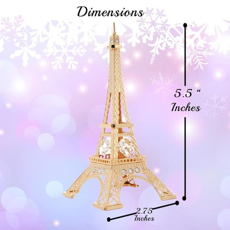 Matashi Home Decorative Showpiece 24K Gold Plated Crystal Studded Eiffel Tower Ornament