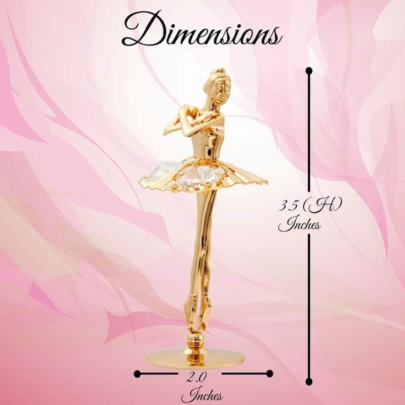Matashi Home Decorative Showpiece 24K Gold Plated Crystal Studded Ballerina with Arms Crossed Figurine