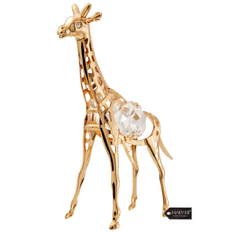 Matashi Home Decorative Showpiece 24K Gold Plated Crystal Studded Gold Giraffe Ornament