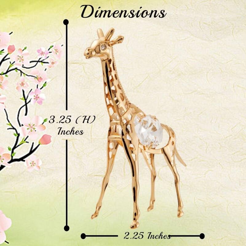 Matashi Home Decorative Showpiece 24K Gold Plated Crystal Studded Gold Giraffe Ornament