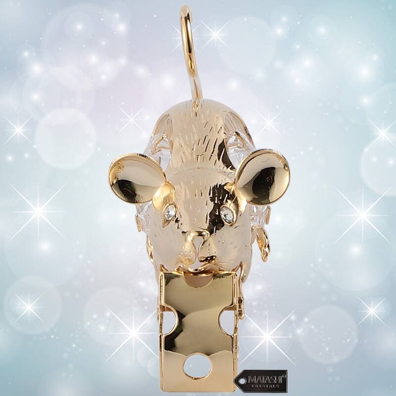 Matashi Home Decorative Showpiece 24K Gold Plated Mouse with Cheese, Year of the Rat