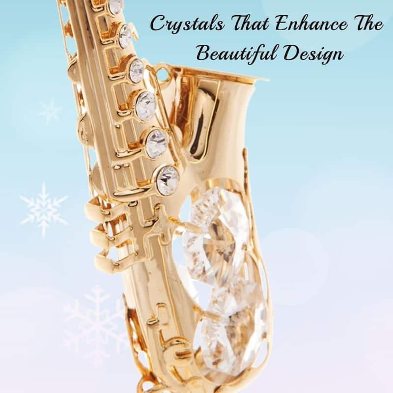 Matashi Home Decorative Showpiece 24K Gold Plated Crystal Studded Saxophone Ornament