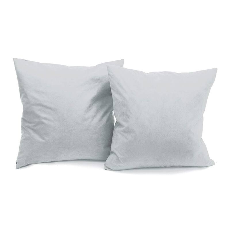 Microsuede Throw Pillows - Down Feather Filled - Modern Design - Throw Pillow, Set of 2 - Feather - Grey
