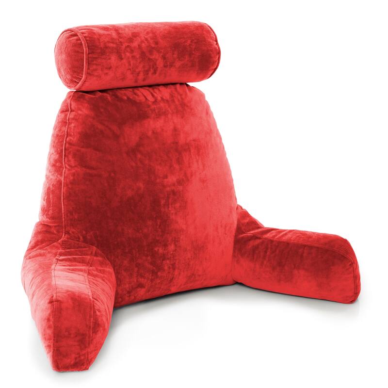 Husband Pillow Bedrest Reading Support Bed Backrest with Arms - Red