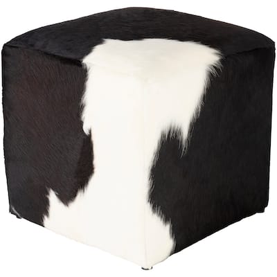 Alford Rustic Hair-on-Hide 16-inch Cube Pouf