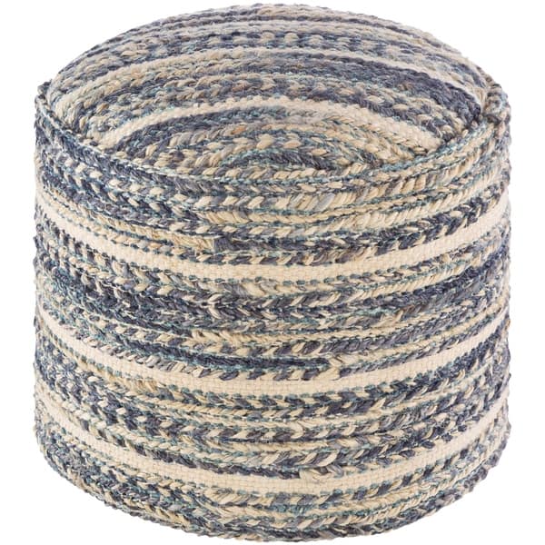 slide 1 of 1, Solene Bohemian Braided 18-inch Cylinder Pouf