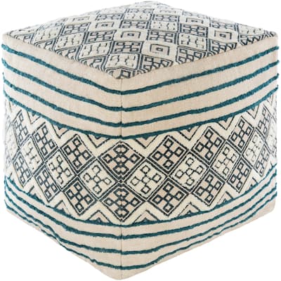 Tihana Bohemian Block Print 18-inch Cube Pouf