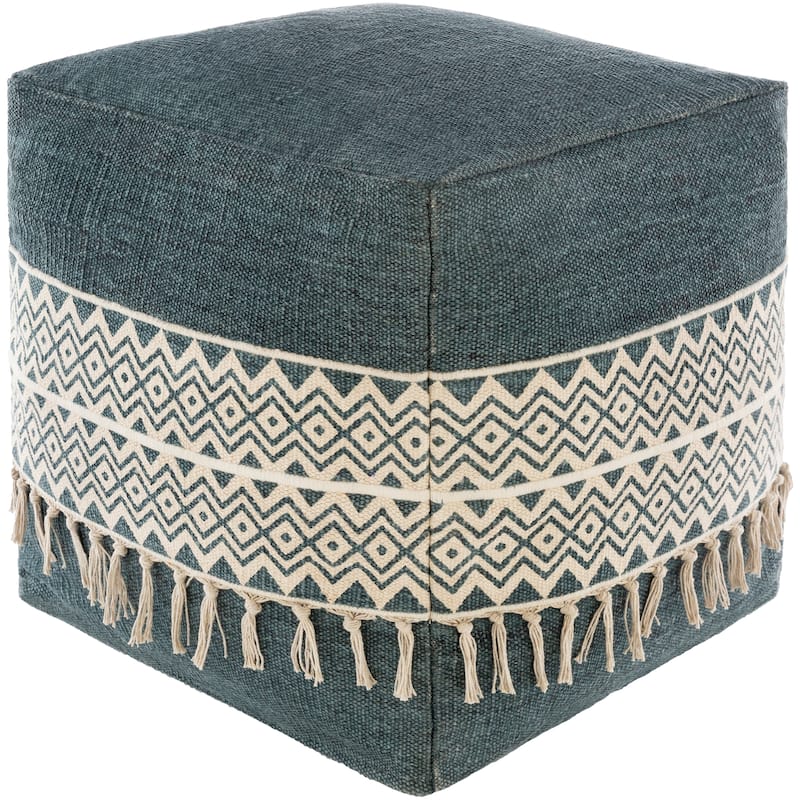 Denica Bohemian Block Print 18-inch Cube Pouf