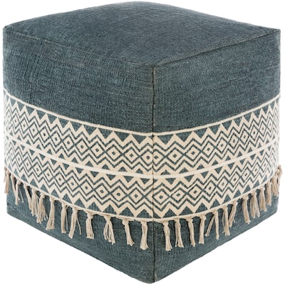 Denica Bohemian Block Print 18-inch Cube Pouf