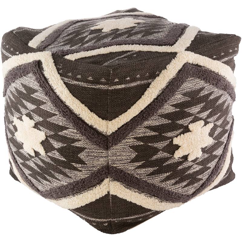 Katherine Boho Shag 18-inch Cube Pouf