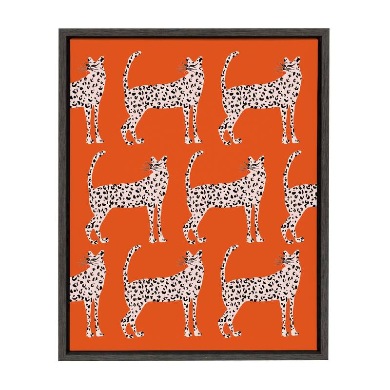Kate and Laurel Sylvie Sassy Pink Cheetahs Canvas By Kendra Dandy - 18x24 - Plastic - Grey