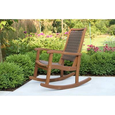 Brown Wicker & Eucalyptus Rocking Chair