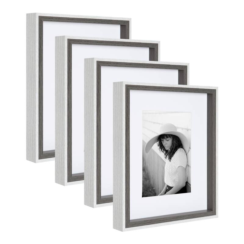 Kate and Laurel Gibson Photo Frame Set - 8x10 matted to 5x7 - Gray/White