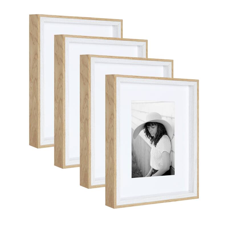 Kate and Laurel Gibson Photo Frame Set - 8x10 matted to 5x7 - White/Natural