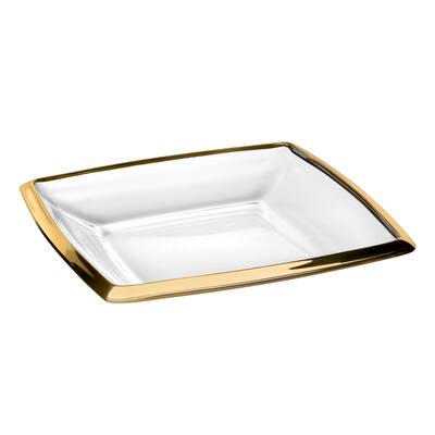 Majestic Gifts Inc. European Glass Square Plate W/ Gold Band-7"