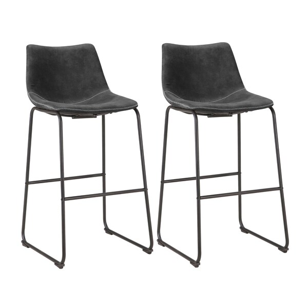 Shop Classic Faux Leather Bar Chair Set - Charcoal Gray - On Sale