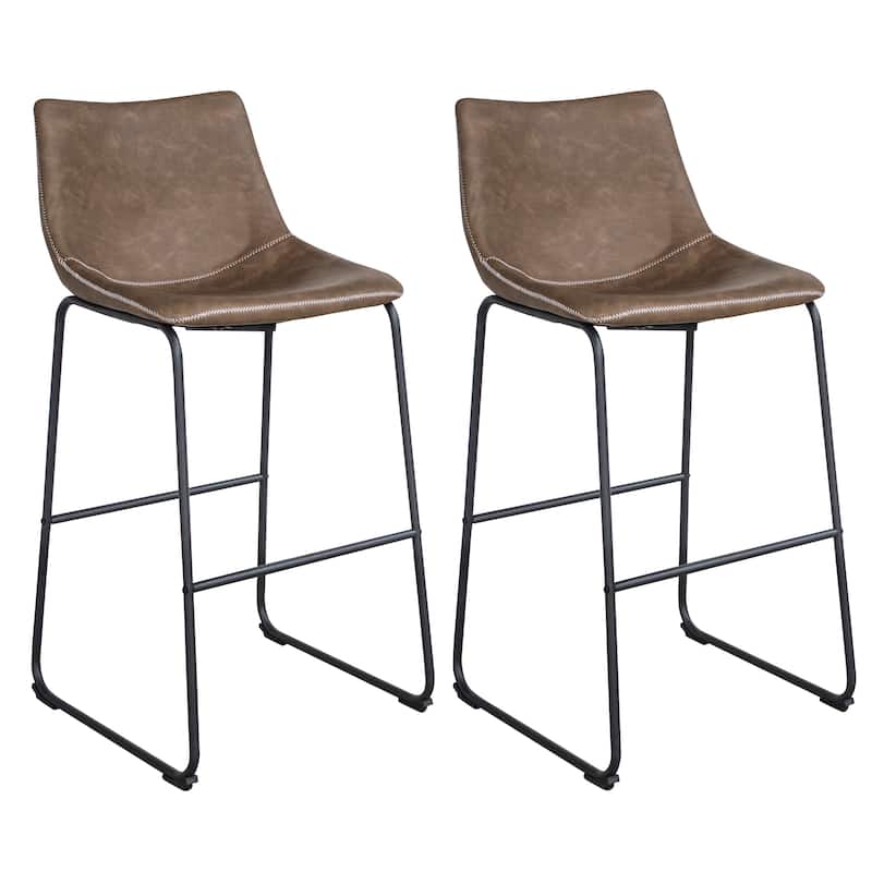 Classic Faux Leather Bar Chair Set - Coffee