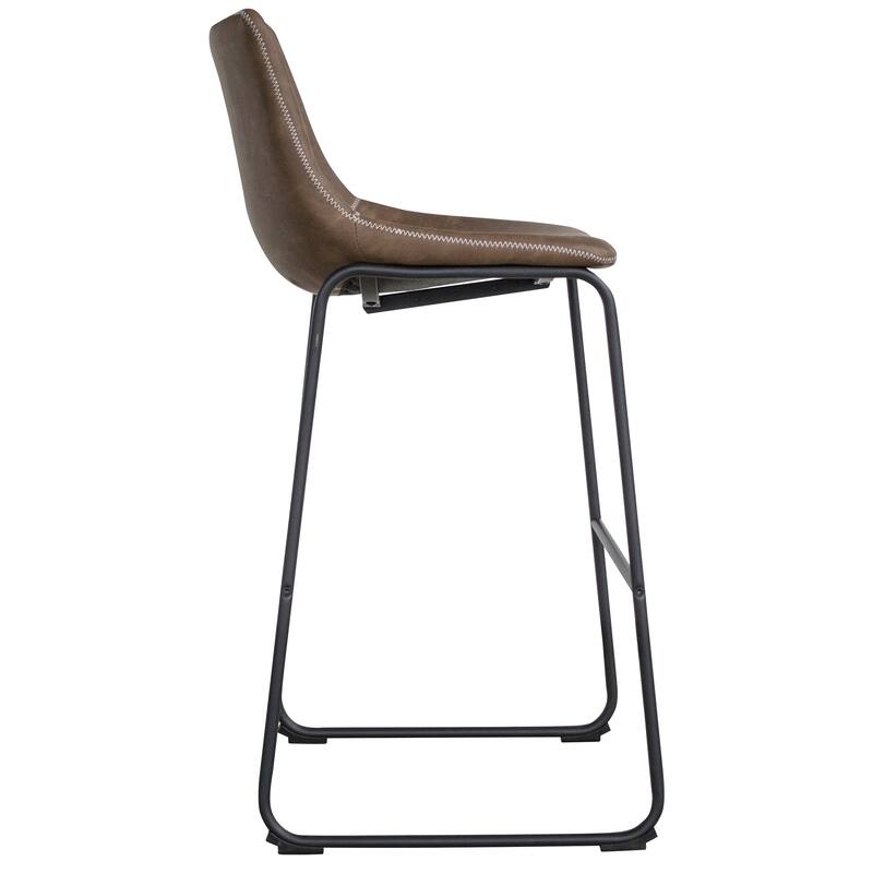 Classic Faux Leather Bar Chair Set - Coffee