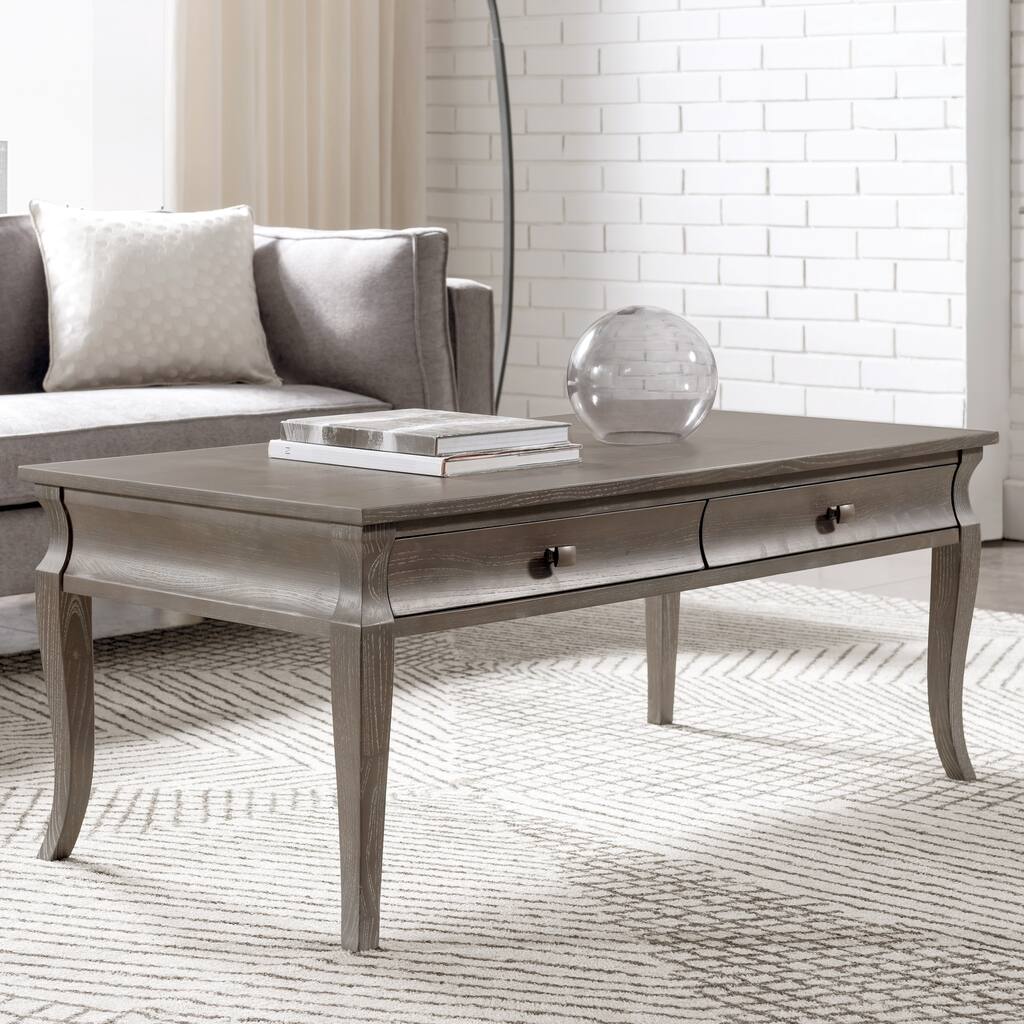 Two Drawer Grey Wood Living Room Coffee Table