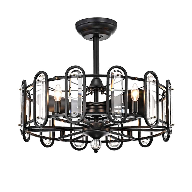 Silver Orchid Porten Black 26-inch 3-Blade Ceiling Fan with Metal Drum Shade