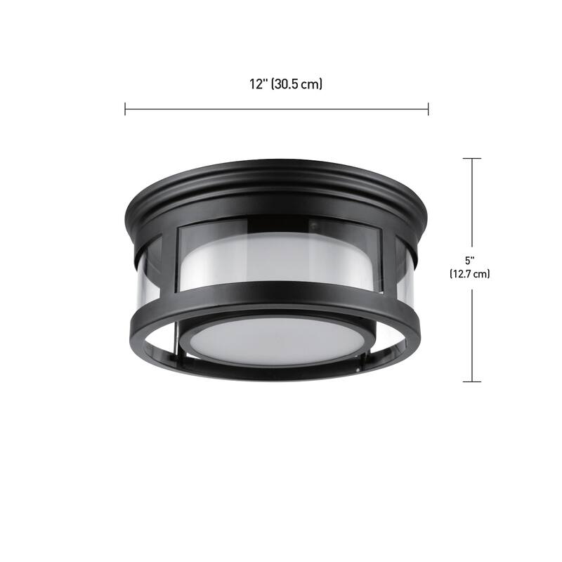 Brisbane 1-Light Flush Mount Ceiling Light with Frosted Glass Shade