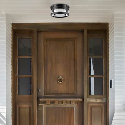 Brisbane 1-Light Flush Mount Ceiling Light with Frosted Glass Shade