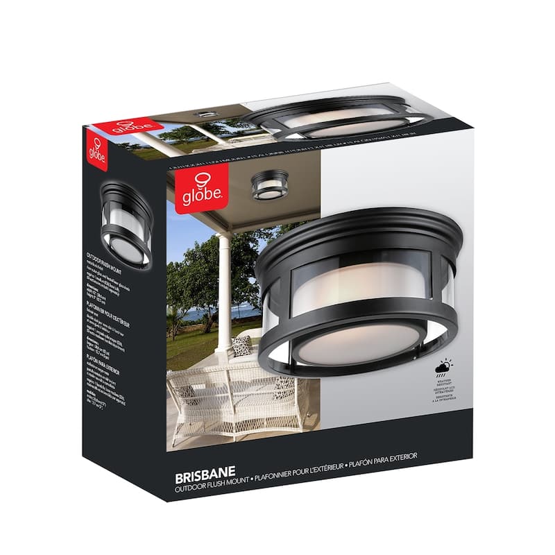 Brisbane 1-Light Flush Mount Ceiling Light with Frosted Glass Shade