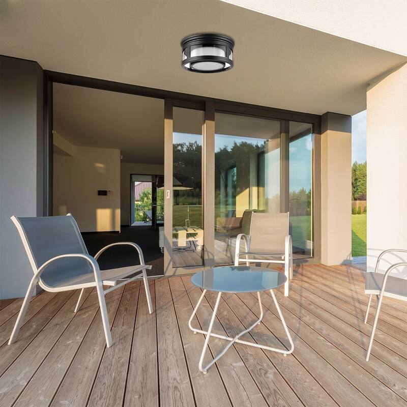Brisbane 1-Light Flush Mount Ceiling Light with Frosted Glass Shade