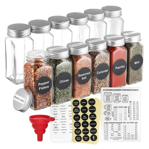 glass spice jar set