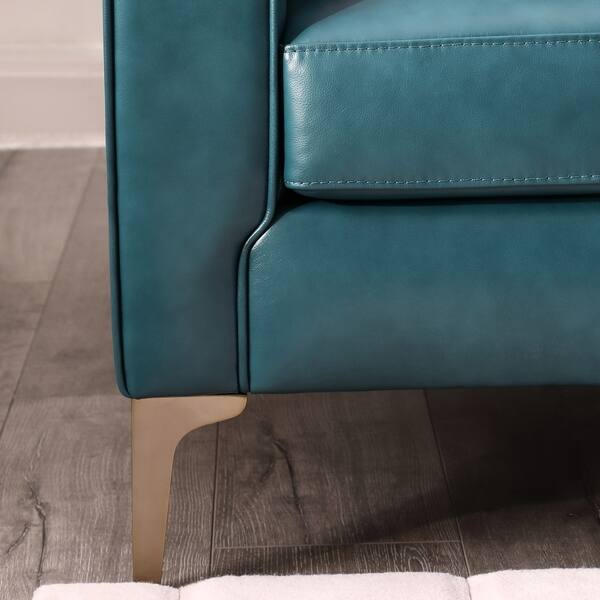 Copper Grove Solwezi Turquoise Leather Accent Chair With Copper Grove Solwezi Turquoise Leather