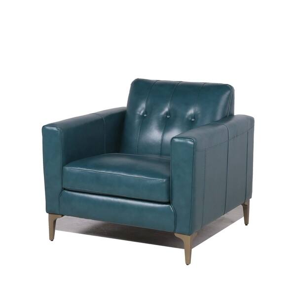 Copper Grove Solwezi Turquoise Leather Accent Chair With Copper Grove Solwezi Turquoise Leather