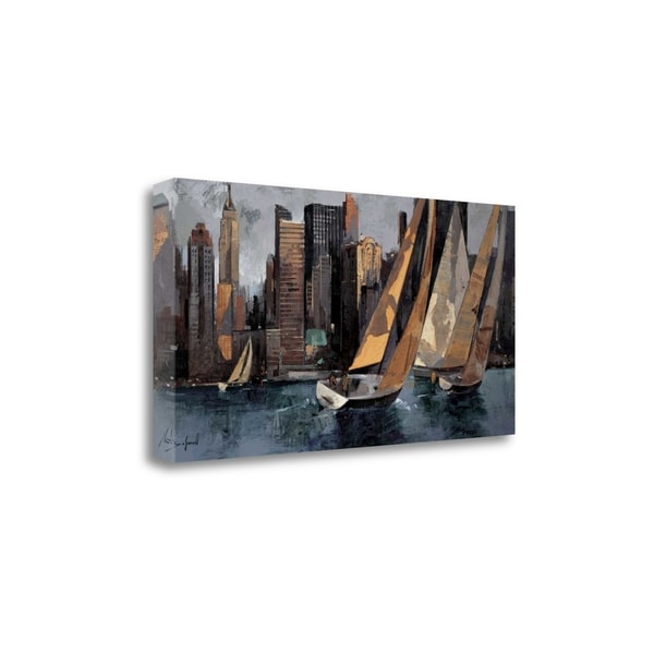 "Sailboats In Manhattan I" By Marti Bofarull, Giclee on Gallery Wrap Canvas