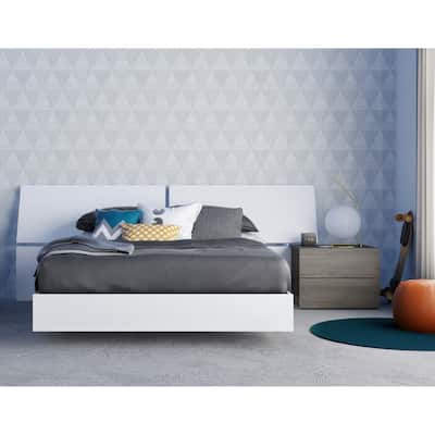 Nexera Swan 3-Piece Bedroom Set, Bark Grey & White