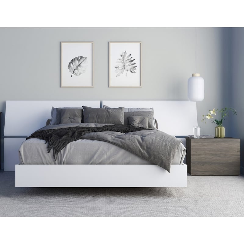 Nexera Swan 3-Piece Bedroom Set, Bark Grey & White - Queen