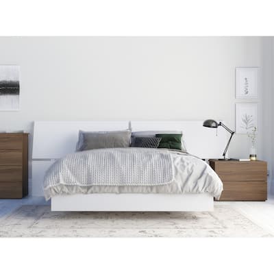 Nexera Nesta 3-Piece Bedroom Set, Walnut & White