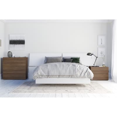 Nexera Nesta 4-Piece Bedroom Set, Walnut & White