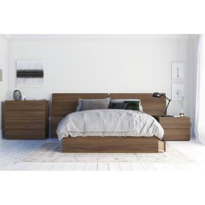 Nexera Distance 4 Piece Bedroom Set, Walnut