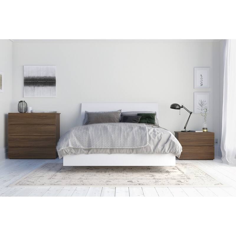 Nexera Solstice 4-Piece Bedroom Set, Walnut & White - Full