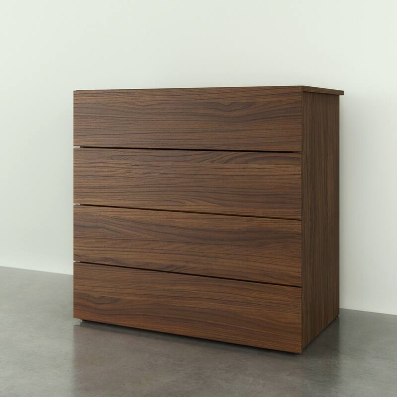 Nexera Solstice 4-Piece Bedroom Set, Walnut & White
