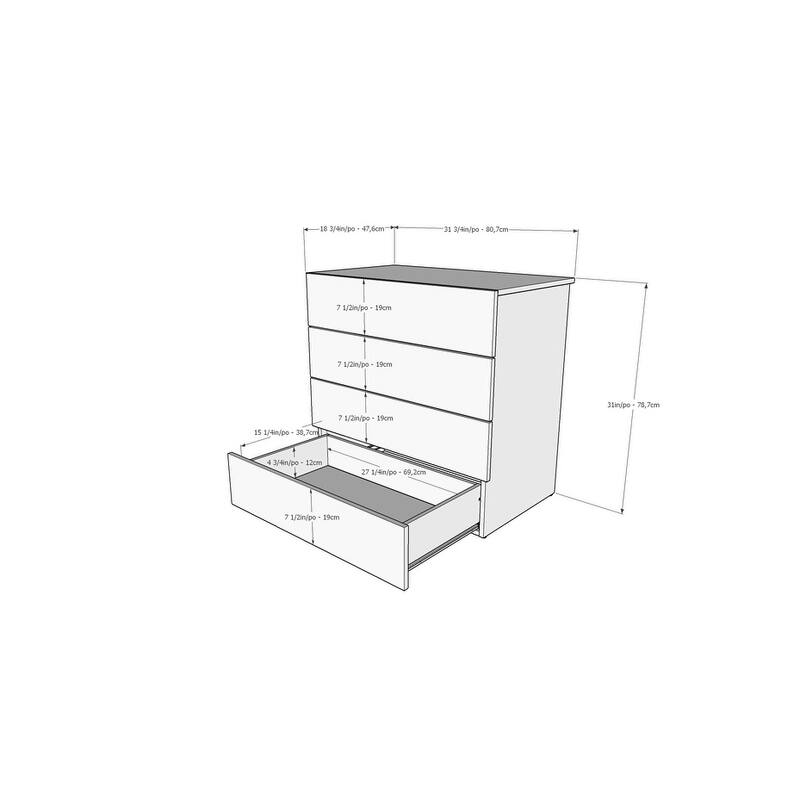 Nexera Solstice 4-Piece Bedroom Set, Walnut & White