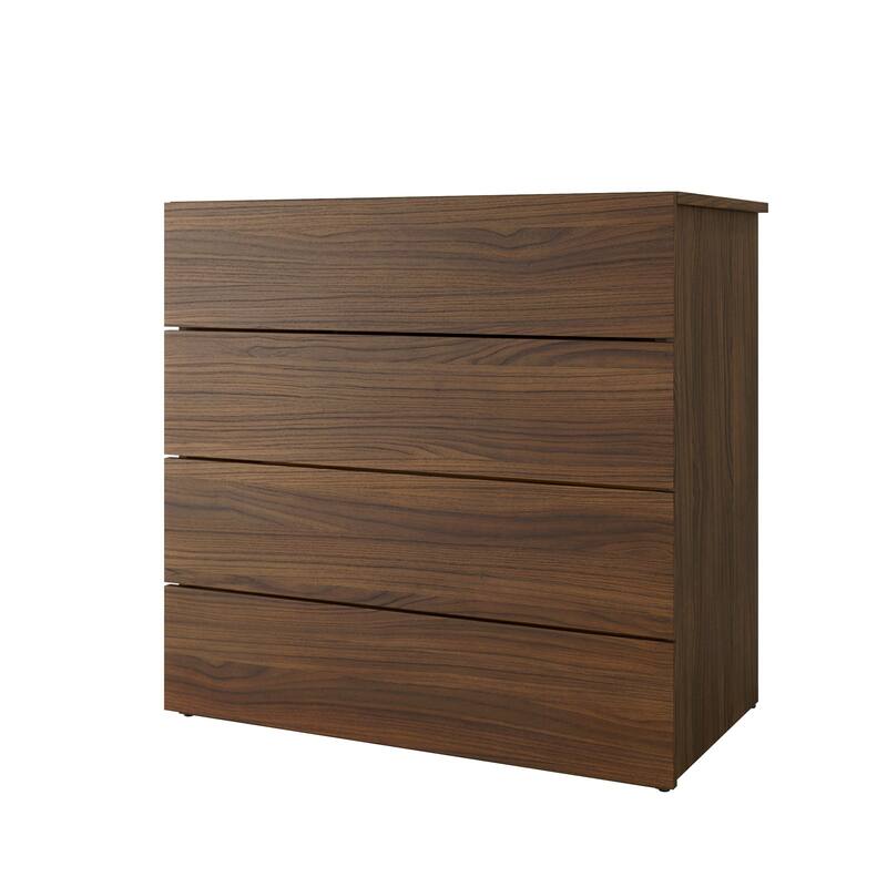 Nexera Solstice 4-Piece Bedroom Set, Walnut & White