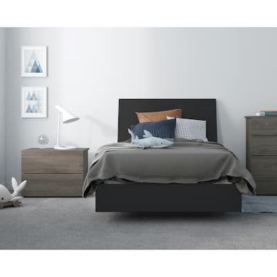 Nexera Avatar 3 Piece Bedroom Set, Bark Grey & Black