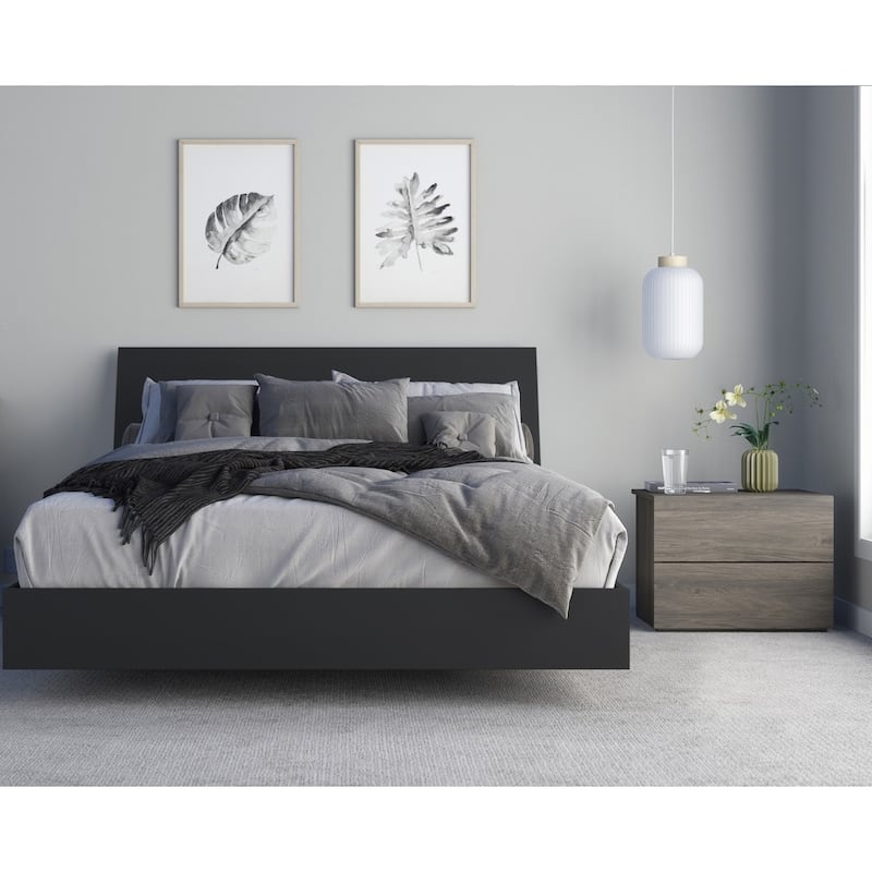 Nexera Avatar 3 Piece Bedroom Set, Bark Grey & Black - Queen