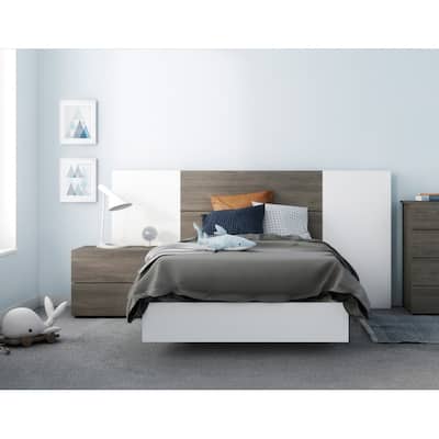 Nexera Monroe 4 Piece Bedroom Set, Bark Grey & White