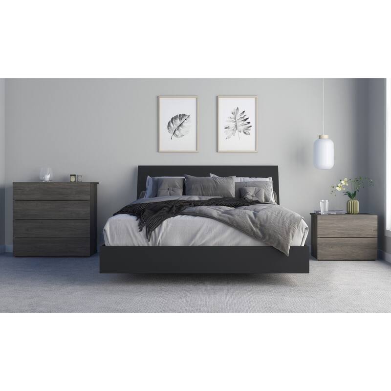 Nexera Avatar 4 Piece Bedroom Set, Bark Grey & Black - Queen