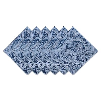 DII Blue Paisley Print Outdoor Napkin Set/6