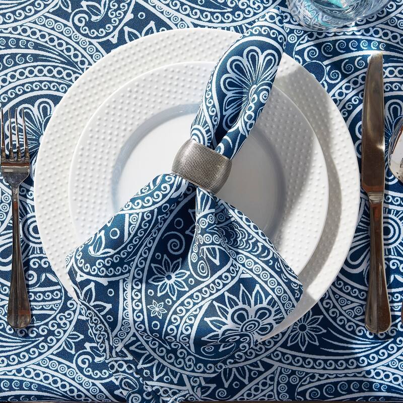DII Blue Paisley Print Outdoor Napkin Set/6